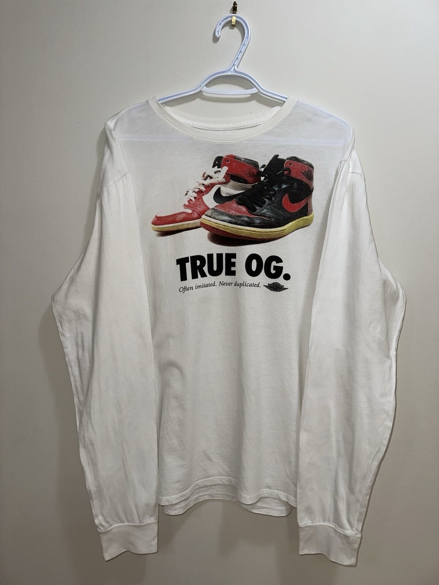 Vintage 2000s Nike Jordan 'True Og' Long Sleeve T-Shirt White XL