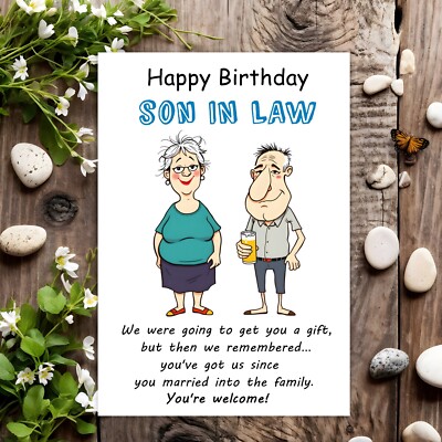 Son in law Funny Birthday Card Joke Humour for Him Men Male - Have Us ...