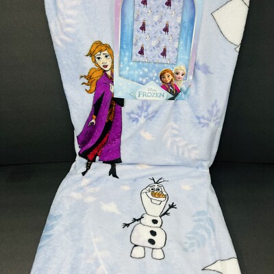 Disney Frozen Throw Blanket 50 x70  Anna Elsa Olaf Winter Wonderland Blue NEW