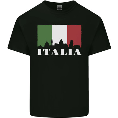 Gildan 5000 Italy Skyline Italien Flag Herren T-Shirt Baumwolle Kurzarm