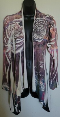 B.L.E.U Open Front Floral Cardigan Sweater Size Medium Great Condition 