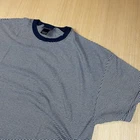 Vintage Striped 90s T Shirt XL Grunge Blue White Ringer Skater Skate Y2K Boxy