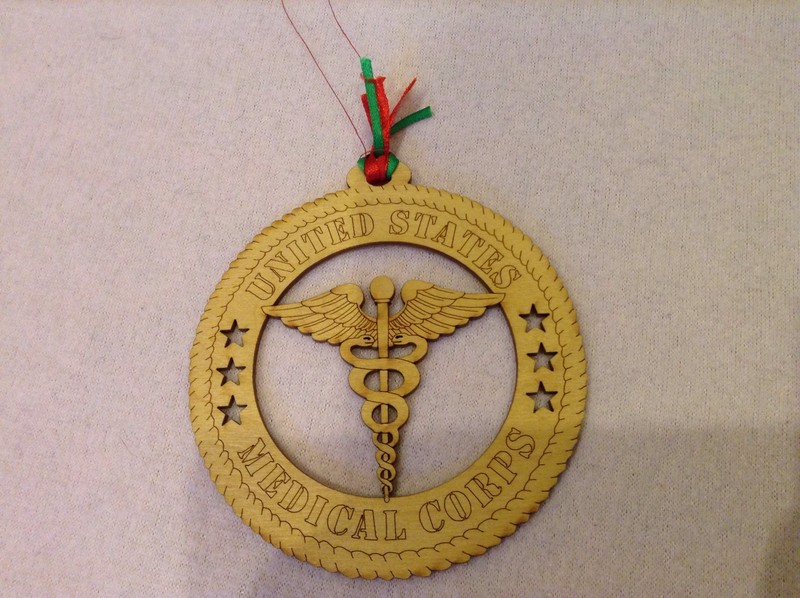 United States Medical Core laser cut wooden collectible Christmas ornament NAVY
