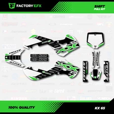 White & Green Shift Racing Graphics Kit fits Kawasaki 00-22 Kx65 Kx 65 Decal