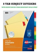 Avery 8-Tab Binder Dividers, Insertable Multicolor Big Sturdy Reinforced - 1 Set