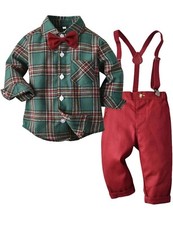 Toddler Bow tie Shirt Suspenders Outfit