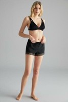 Alex Scallop Shorts Womens XL Mini Lace Laser Cut Shorts Athletic Black N189