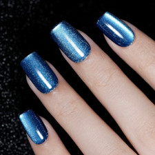 MEDIUM *DENIM BLUE CAT EYE* Full Cover 24 Nai...