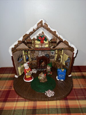 Ceramic Bisque Santa's Workshop, Made from Vintage Christmas Molds 16 x15 