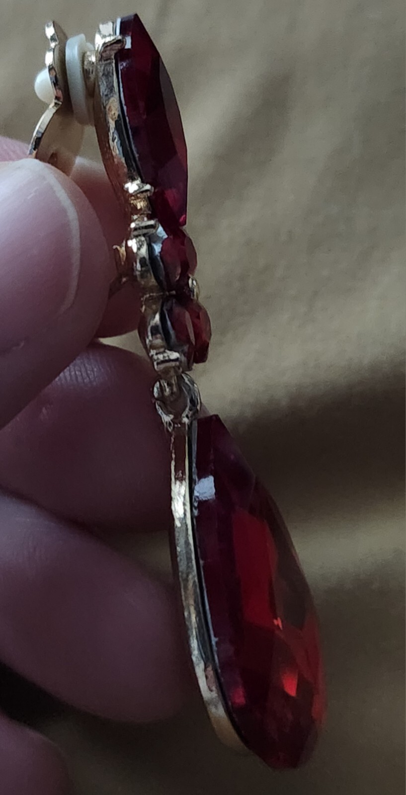 Gorgeous Ruby Red 2 Inch Dangle Earrings With Hig… - image 12