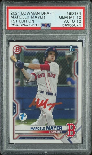 Marcelo Mayer Signed 2021 Bowman Draft 1st Edit #BD174 RC PSA 10 AUTO 10