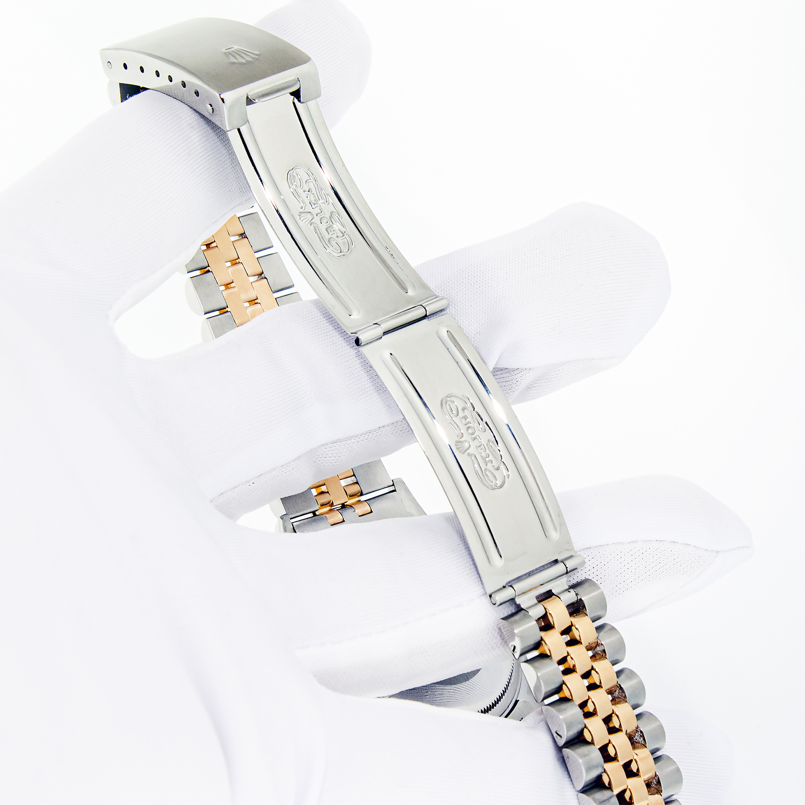 Rolex Mens Datejust Steel and 18K Gold Champagne Dial Diamond Ruby Bezel Watch image 6
