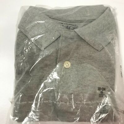 The Childrens Place Boys Golf Polo Shirt Short Sleeve Gray Size 18