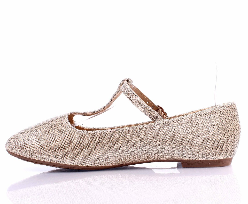0401~glitter Ballet flats with touch strap closure