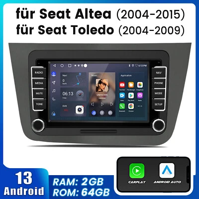 Radio coche Seat Altea 2004-2015 Toledo 7" Android14 GPS WIFI SWC FM DAB+ 2+64G
