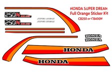Honda CB250N CB400N Super Dream Decals, Full Sticker Kit. Orange/red