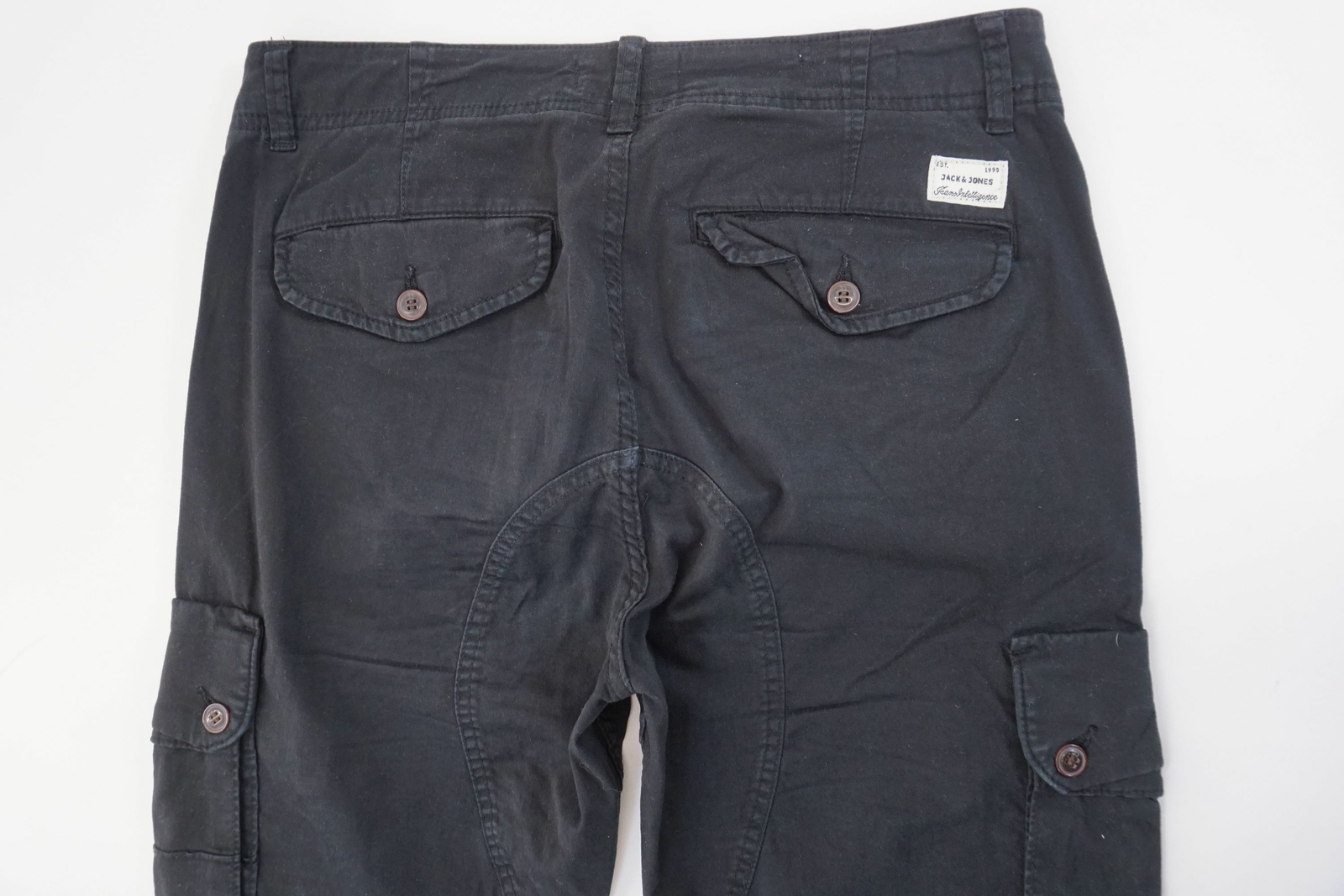 JACK & JONES Mens Cargo Trousers Paul W30 L26 30/26 Black Anti Fit Fabric A214 image 6