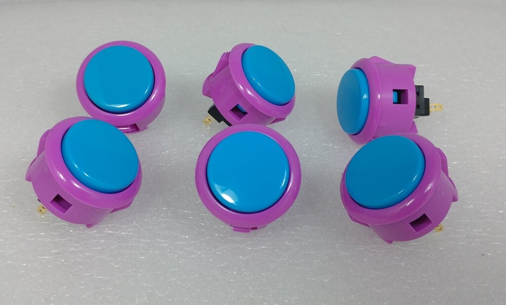 8 Pulsanti Arcade Sanwa OBSF-30 Originali Giappone - Mix Colori Nero, Blu, Verde, Rosso, Giallo