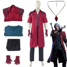 DMC 5 Devil May Cry Dante Cosplay Windbreaker Pants Gloves Halloween+Necklace