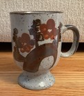 Vintage MCM Otagiri Japan Speckled Stoneware Pedestal Flower Mugs-Set of 4 — photo 4