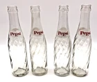 Set of 4 Pepsi Cola Swirl Glass Bottles 8 oz Decorative Vintage Style