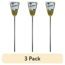 Indoor Outdoor 11 Natural Fiber Corn Broom with Black Metal Handle 3 Pack