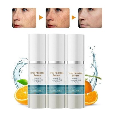 3PACK Total Package Serum, All-In-One Vitamin C, Hyaluronic Acid, Peptides Serum