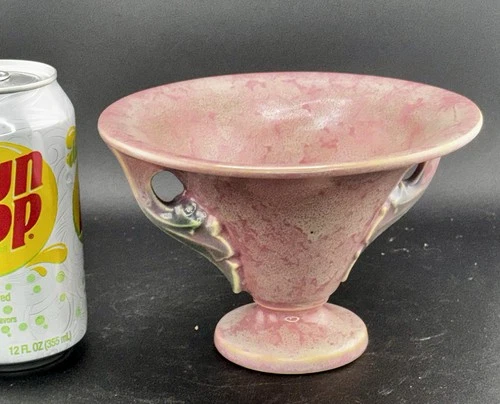 Roseville Pottery Pink Tuscany Pedestal Compote Bowl In Excellent Mint Condition