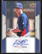 Gerrit Cole 2009 Upper Deck USA Baseball Box Set Auto E #USA-68 USA