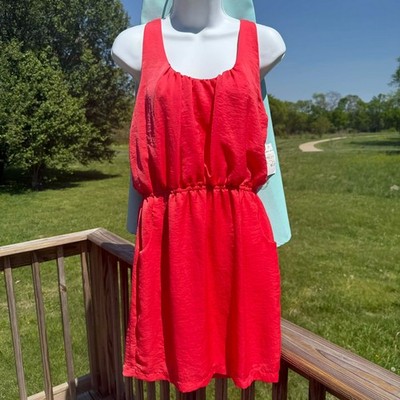 City Triangle Coral Dress M Cutout Racerback Y2K Coastal Chic 3095