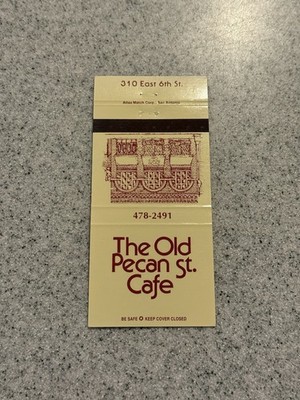 The Old Pecan Street Cafe Austin Texas Vintage Matchbook Cover 3B