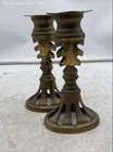 Gold-Tone Brass Hollow Base Decorative Taper Candlesticks Set Of 2 — photo 1