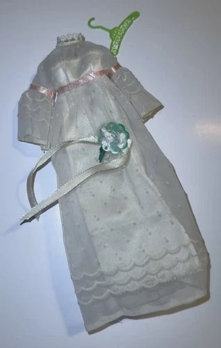 🔥 Vintage 1970 Mattel Francie Clothing #1244 Wedding Whirl Dress and Flowers