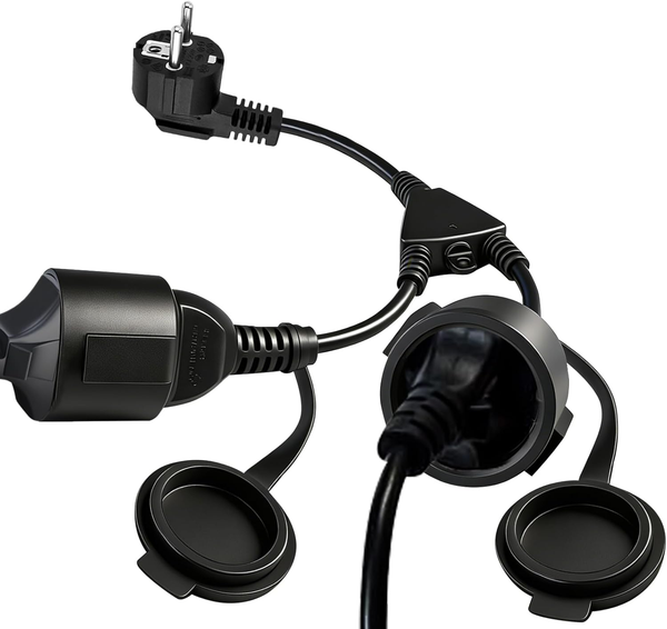 Doppelstecker FüR Steckdose, Wasserdicht IP44 Doppelsteckdose AußEn, Doppelsteck-image