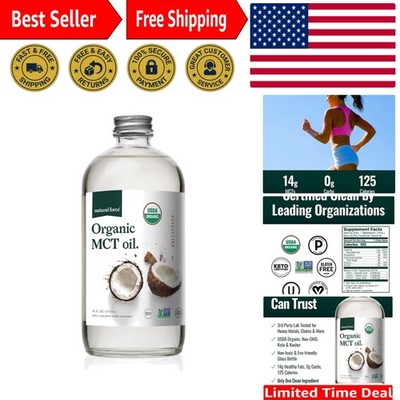 Pure Organic MCT Oil - 16 Fl Oz Glass Bottle, Perfect for Low Carb &  Diets