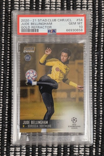2020 Topps Stadium Club Chrome Jude Bellingham Gold RC /50 PSA 10 Dortmund Card