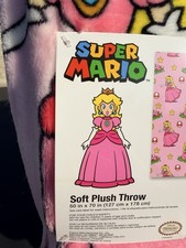 SUPER MARIO NINTENDO TWIN BLANKET PRINCESS PEACH SUPER SOFT 50x0  NWT Pink
