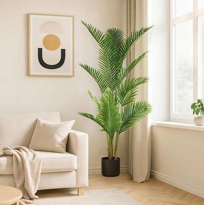 Artificial Palm Tree Indoor,Tall Faux Tropical Areca Tree with Lifelike Leaves