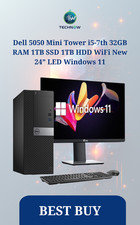 Dell 5050 Mini Tower i5-7th 32GB RAM 1TB SSD 1TB HDD WiFi New 24  LED Windows 11