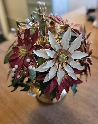 Vintage 1977 Frankin MINT Midwinter Bouquet Btass Enameled Flower