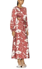 ASTR THE LABEL Anthropologie Quinn In Wine Floral Cut Out Dress size S NWOT