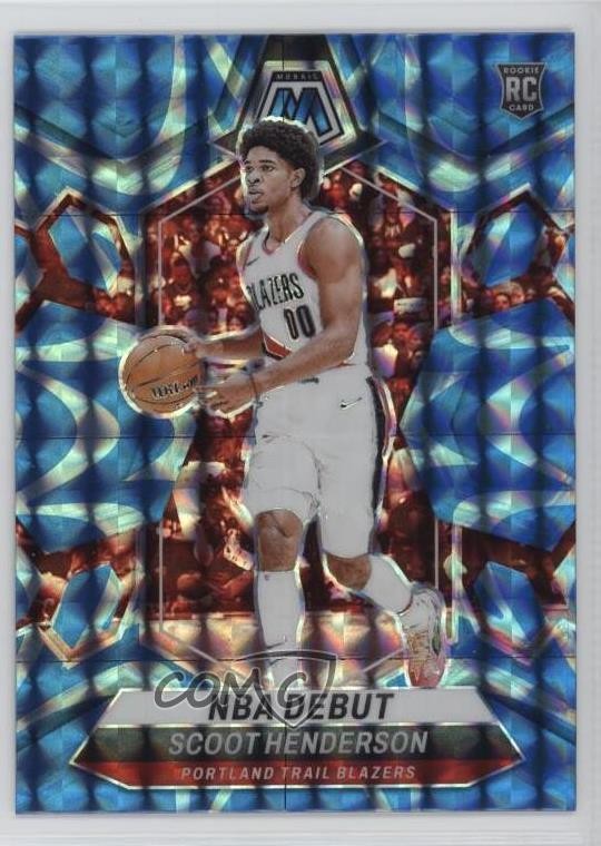 2023 Panini Mosaic NBA Debut Reactive Blue Prizm Scoot Henderson #255 Rookie RC