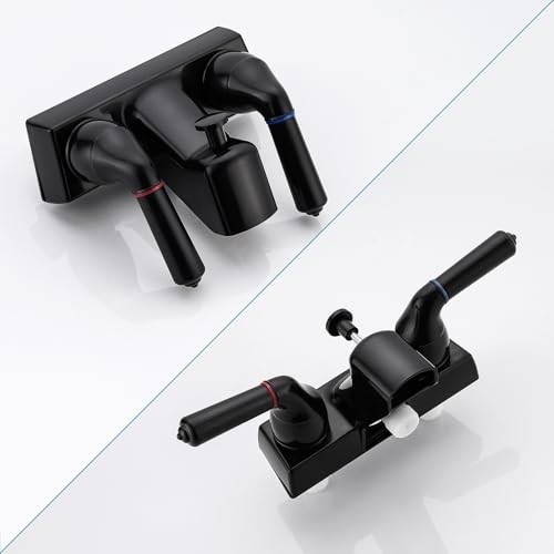 RV Shower Faucet, 4" RV Camper Tub & Shower Faucet Valve Diverter, Leak & Black