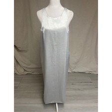 Line + Dot Maxi Dress Silver Satin Open Back Sz M Metallic Cocktail 90s Inspired