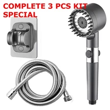 3PC High Pressure Shower Head 5 Settings Handheld Shower Heads Spray + 5 FT Hose