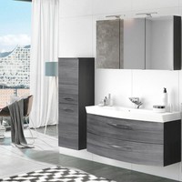 Badezimmer Waschplatz Bad-MöBel Set 120Cm Waschtisch Spiegelschrank GäSte Wc Bad