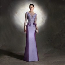 Charming Lilac Mermaid Mother of the Bride Dress Long Sleeves Mother Dresses