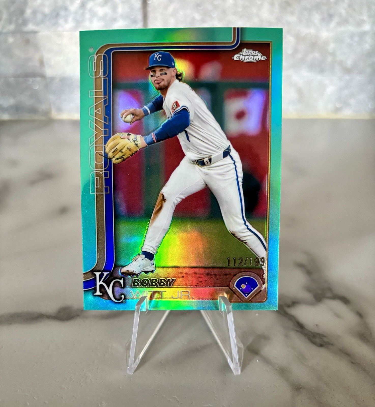 2025 Topps Chrome Bobby Witt Jr #93 Aqua Refractor 112/199 KC Royals