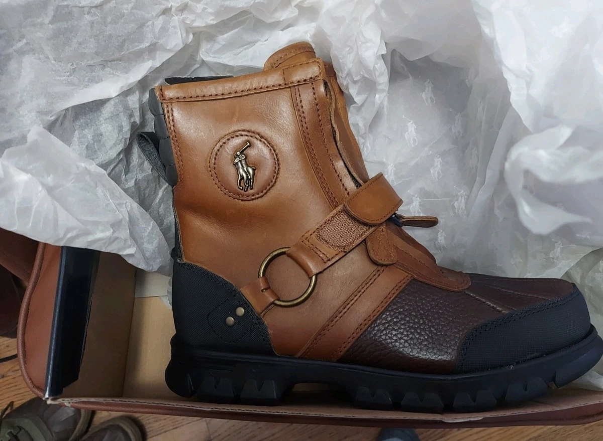Polo Ralph Lauren Mens Size 12D Conquest II Boots Tan Leather Zip Duck Boots Vintage Polo Ralph Lauren Mens Conquest Hi II Double Zip  main image 4