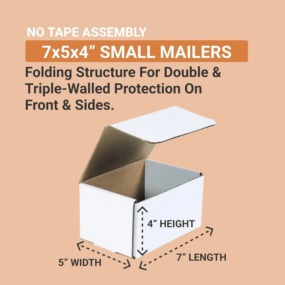 Sturdy 50-Pack Corrugated Shipping Boxes for Small Items - Convenient 7x5x4 Size - Image 4 of 4
